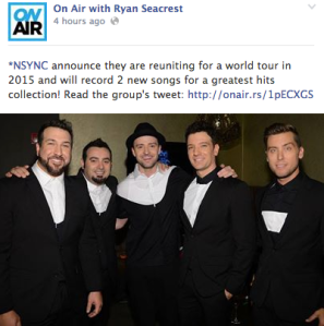 *NSYNC to reunite in 2015